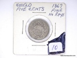 1867 SHIELD NICKEL-FINE