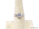 .925 STERLING SILVER LADIES 1 CT ENGAGEMENT RING. SIZE 8.