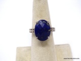 .925 STERLING SILVER LADIES 5 CT SAPPHIRE RING. SIZE 7. 7.2 GRAMS
