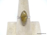 .925 STERLING SILVER LADIES RUTILATED QUARTZ RING. SIZE 8 1/4. 4.4 GRAMS