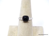 .925 STERLING SILVER LADIES CHECKERBOARD CUT BLACK ONYX RING. SIZE 7 1/2. 2.1 GRAMS