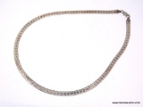.925 STERLING SILVER LADIES DIAMOND FROSTED HERRINGBONE NECKLACE. 17.3 GRAMS