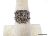.925 STERLING SILVER LADIES FLORAL RING. SIZE 6 1/2. 4.6 GRAMS.