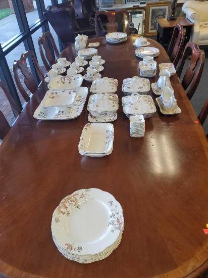 SET OF VINTAGE ROYAL JOHN MADDOCK ENGLAND FLORAL DISH SET, FLORAL APPROX 85 PCS TOTAL, WHITE WITH