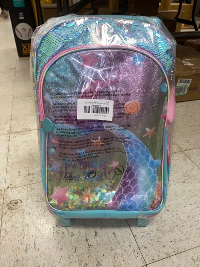 ZBAOGTW Mermaid Rolling Backpack for Girls with Lunch Box Kids Backpack with Wheels for School