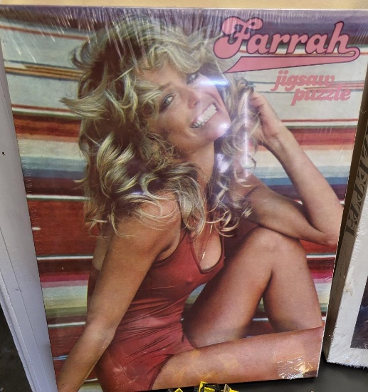 BRAND NEW NEVER OPENED FARRAH FAWCETT RED SWIMSUIT RARE 1977 JIGSAW PUZZLE. IS SOLD AS IS WHERE IS