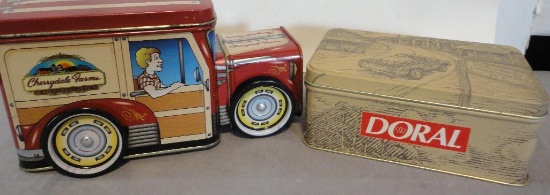LOT OF 2 TINS - CHERRYDALE FARMS BANK, DORAL W/MATCHES ALL ITEMS ARE SOLD AS IS, WHERE IS, WITH NO