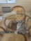 (SUNRM) LOT OF 2 METAL DECORATIVE ITEMS. INCLUDES A WHITE WASHED OWL WITH BOOBLE HEAD ON SPRING AND