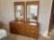 (BR1) DREXEL MCM NINE DRAWER BEDROOM DRESSER WITH DOUBLE MIRRORS. MARKED ON THE INSIDE OF THE TOP