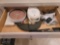 (KIT) 2 DRAWER LOT OF ASSORTED KITCHENWARE. INCLUDES:TEA/DISH TOWELS, OSTER GOLD 'N CRISPY WAFFLE