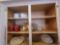 (KIT) LOT OF ASSORTED KITCHENWARE IN CABINET. INCLUDES:5 LENOX 