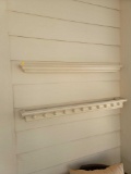 (SUNRM) LOT OF 2 CREAM COLORED WOODEN WALL SHELVES. EACH MEASURES APPROX 36