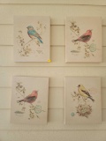 (SUNRM) LOT OF 4 BIRD THEMED FRENCH STYLE CANVASES. EACH MEADURES APPROX 11