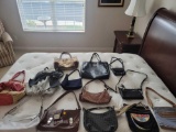 (MBR) LOT OF 13 ASSORTED LADIES HANDBAGS. ASSORTED BRANDS