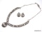 SUBSTANTIAL RITA DAWES NATIVE AMERICAN 3 PC. .925 STERLING SILVER NECKLACE & EARRING SET. INCLUDES A