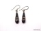 PAIR OF VINTAGE BLACK ONYX & MARCASITE PIERCED DANGLE EARRINGS. MARKED ON THE BACK 