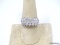 BEAUTIFUL .925 STERLING SILVER STATEMENT RING WITH 3 ROWS OF 7 ROUND CUT PRONG SET CZ GEMSTONES.