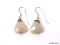 PAIR OF .925 STERLING SILVER HOOK DANGLE EARRINGS WITH CUSHION CUT QUARTZ STONE. MARKED ON THE HOOKS