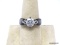 .925 STERLING SILVER STATEMENT RING WITH LARGE ROUND CUT CZ GEMSTONES, ACCENTED WITH SMALLER CZ