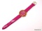 JOAN RIVERS CLASSICS PINK & GOLD TONE LADIES WRIST WATCH WITH MATCHING PINK GENUINE LEATHER BAND.