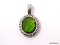 LIA SOPHIA MATADOR GOLD SILVER TONE PENDANT WITH LARGE OVAL CUSHION CUT GREEN GEMSTONE. IT MEASURES