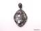 LIA SOPHIA SILVER TONE ABALONE FILIGREE PENDANT. VERY NICE DETAILING. MARKED ON THE BACK. IT