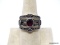 LIA SOPHIA SILVER TONE DESIGNER RING WITH OVAL CUT PURPLE AMETHYST CENTER STONE ACCENTED WITH