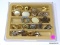 TRAY LOT OF MISC. COSTUME BROOCHES & SCARF SLIDES/CLIPS. APPROX. 22 TOTAL PIECES. ALL IN A HARD