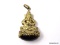 VINTAGE BRASS TONE GANESHA DOUBLE SIDED PENDANT WITH LARGE BLACK STONE ON THE BOTTOM. IT MEASURES