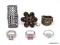 LOT OF (6) FASHION RINGS TO INCLUDE BRASS TONE GOLDEN RHINESTONE CLUSTER STRETCH RING, SILVER TONED