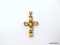 10K YELLOW GOLD CROSS PENDANT LINED WITH PRONG SET OVAL CUT CITRINE GEMSTONES, TOTAL OF (6). MARKED