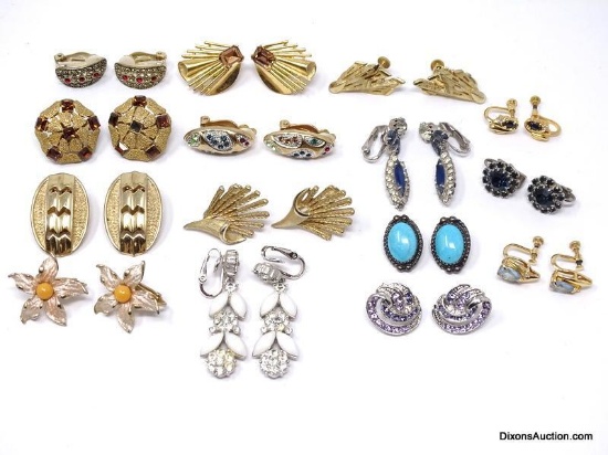 (15) PAIRS OF VINTAGE SCREW BACK OR CLIP ON EARRINGS. SOME BY SARAH COVENTRY, FRANCO'S, TRIFARI, &