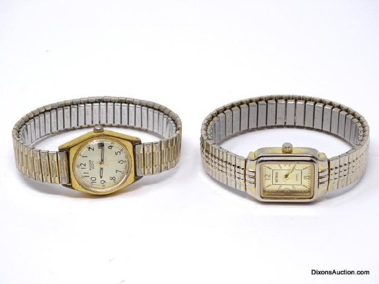 LOT OF (2) VINTAGE WRIST WATCHES TO INCLUDE A SILVER TONED BENRUS BN201L QUARTZ WATCH WITH A STRETCH