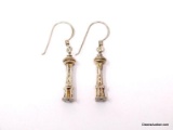 PAIR OF .925 STERLING SILVER CN TOWER HOOK DANGLE EARRINGS. MARKED ON THE BOTTOM 