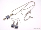 LIA SOPHIA 3 PC. JEWELRY LOT TO INCLUDE A BLUE & CLEAR GEMSTONE PENDANT DISPLAYED ON A SILVER TONE