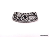 LIA SOPHIA SILVER TONE SLIDE PENDANT WITH CLEAR & BLACK ONYX GEMSTONES. UNIQUE LINE DETAILING.