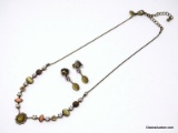 LIA SOPHIA 3 PC. BRONZE TONE JEWELRY LOT TO INCLUDE A NECKLACE WITH FLORAL DETAILING & VARIOUS