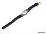 VENICE MOTHER OF PEARL & FLORAL MURANO GLASS QUARTZ WRIST WATCH WITH ITALIAN STYLE #12 WATCH BAND.