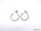 PAIR OF .925 STERLING SILVER TWISTED DESIGN PIERCED EARRINGS. THEY WEIGH APPROX. 0.95 GRAMS.