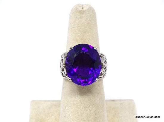 .925 AAA TOP QUALITY OVER 15 CTS. NOT ENHANCED BRAZILIAN COLOR CHANGE AMETHYST- PURPLE TO PINK RING.