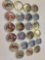 LOT OF 23 TOPPS COMPANY METAL BASEBALL CAPS. PLAYERS INCLUDE: RICKY JORDAN, JUAN SAMUEL, TOM