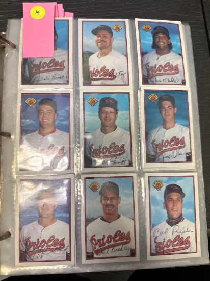 18 CARDS IN SLEEVES OF BALTIMORE ORIOLES; SOME PLAYERS INCLUDED ARE PHIL BRADLEY, GREGG OLSON, BRIAN