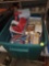 TOTE LOT OF MISC ITEMS, PAINT BRUSHES, PAINT TRAYS, PAINT PAIL, PAINT ROLLERS, ETC.