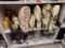 SHELF LOT TO INCLUDE VARIOUS NEW CANDLES, A CAROUSEL HORSE FIGURINE, 5 ACCENT PILLOWS, INTERIORS BY