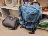 SHELF LOT TO INCLUDE A KELTY BRAND MEDIUM HIKING BACKPACK & A DELL LAPTOP BAG WITH A DELL LAPTOP