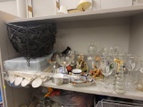 SHELF LOT OF ASSORTED ITEMS TO INCLUDE: ASSORTED JAMES RIVER WINE FESTIVAL STEMWARE, GLASS