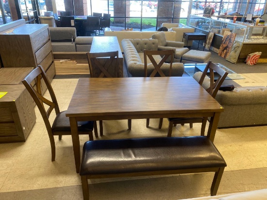 Abbyson Russell 6-piece Dining Set, Light Brown Retail Value for Whole set $1,000.00 TABLE 36W X 60D