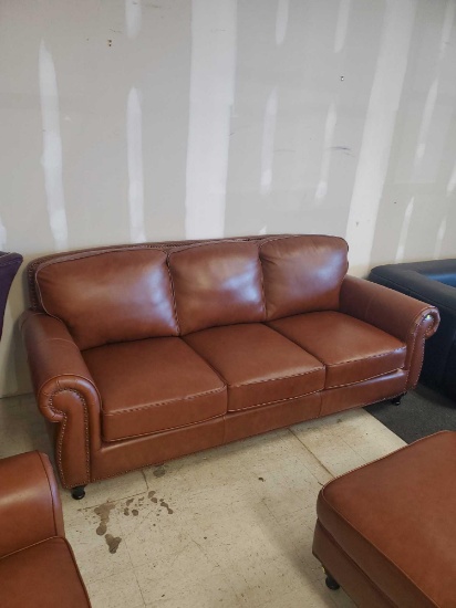 ABBYSON HOBSON LEATHER SOFA SKU: TZ-12333-CAM-3 SALE PRICE$2,299.00 OVERALL DIMENSIONS 37 W X 85 D X