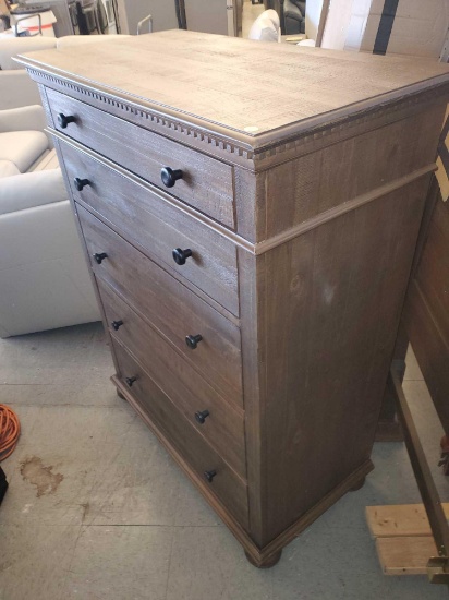 ABBYSON SORRANO TALL CHEST 5 DRAWERS, ITEM NO. DK-3352-2530 ESTIMATED PRICE $700.00 IN GOOD