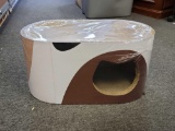 MSBC Big Cat Scratcher Lounge, Corrugated Cardboard Cat Scratcher House with Hole, Large Scratching